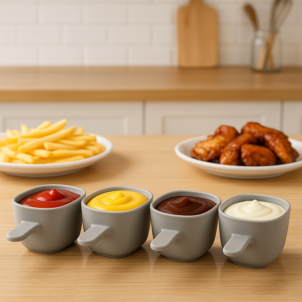 KitchenTidy Dip Set: Plastic Dipping Bowls with Handle.